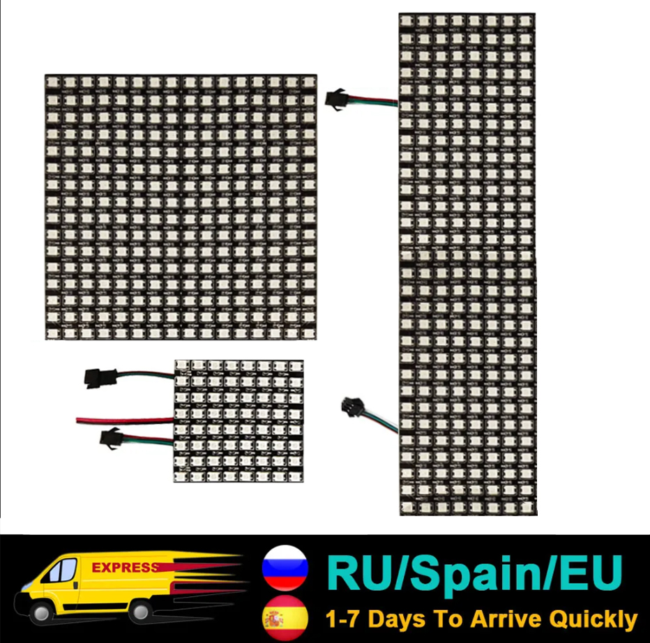 DC5V WS2812B 5050 RGB SMD Гибк – обзор и цена Rgb Led Matrix 8X8